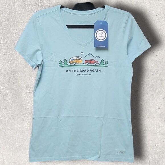 LIFE IS GOOD "ON THE ROAD AGAIN" T-SHIRT - Picture 1 of 5